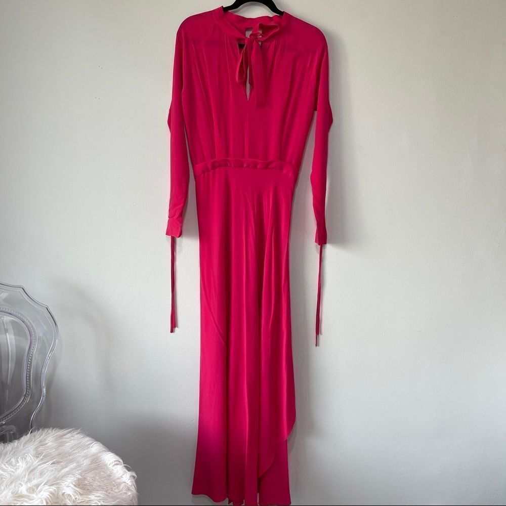 Custom Vibrant Pink Michael Costello Silk Gown Size 0-2